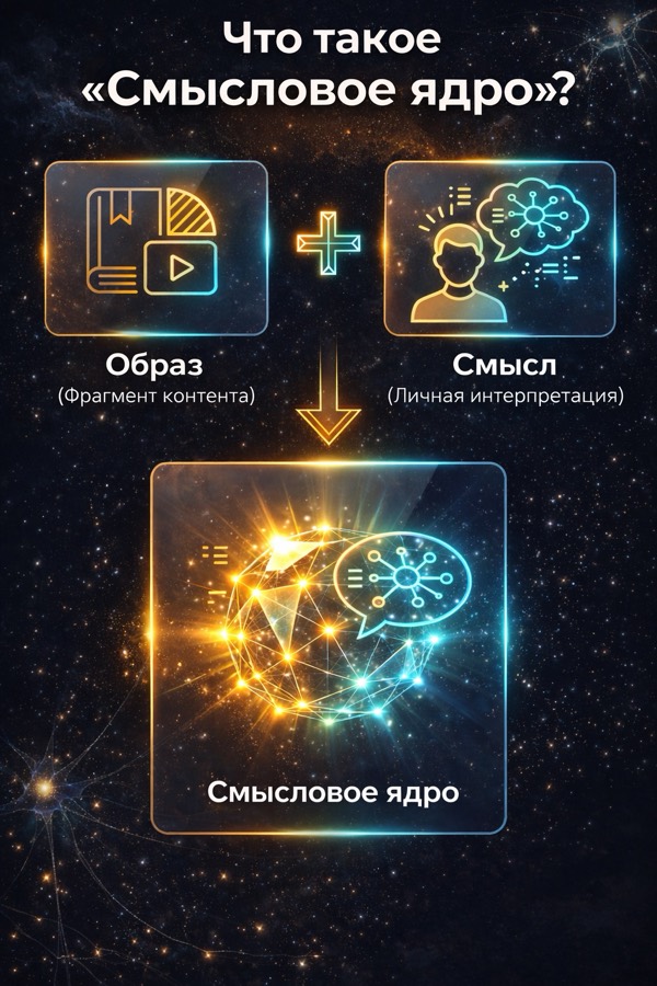 Смысловое ядро в Букраграм: образ (фрагмент контента) плюс смысл (личная интерпретация)